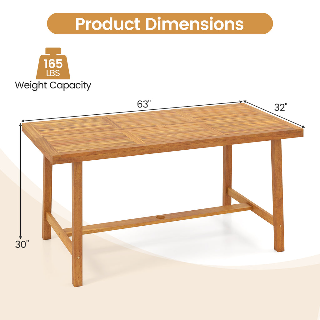 Acacia Wood Dining Table for 6 – 63" × 32"