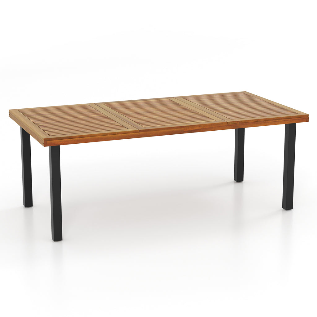 86.5 Inch Rectangular Patio Dining Table for 8 with Acacia Wood