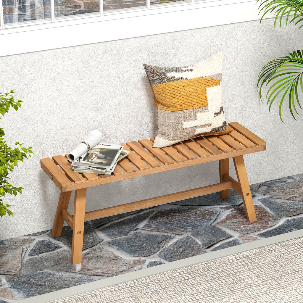 Acacia Wood Outdoor Garden Bench 42 Inch, Set of 1