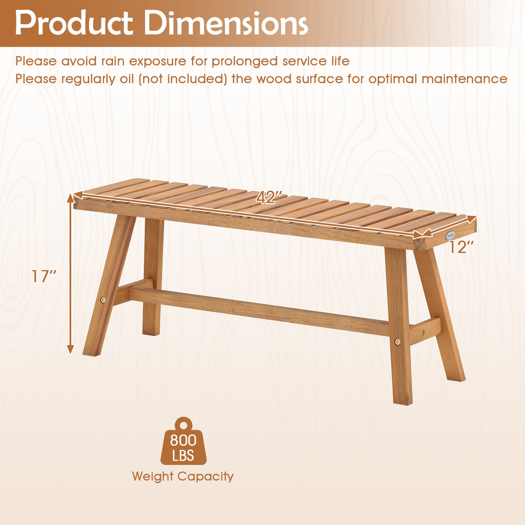 Acacia Wood Outdoor Garden Bench 42 Inch, Set of 1