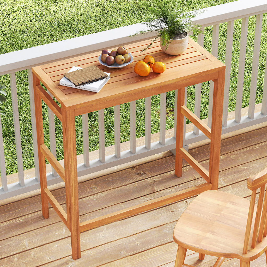 Acacia Wood Outdoor Bar Table - Foldable Slatted Top