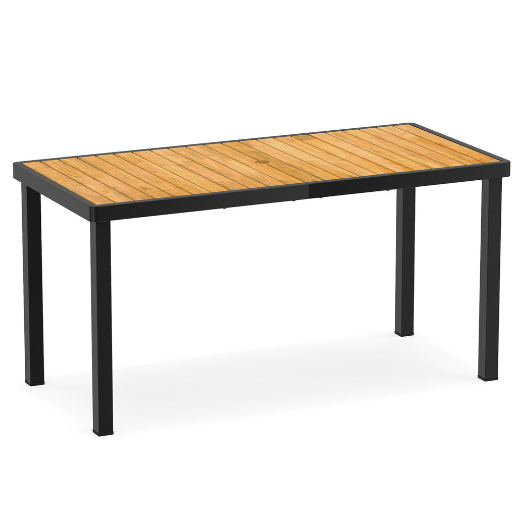63 Inches Outdoor Indoor Dining Table with 1.97 Umbrella Hole and