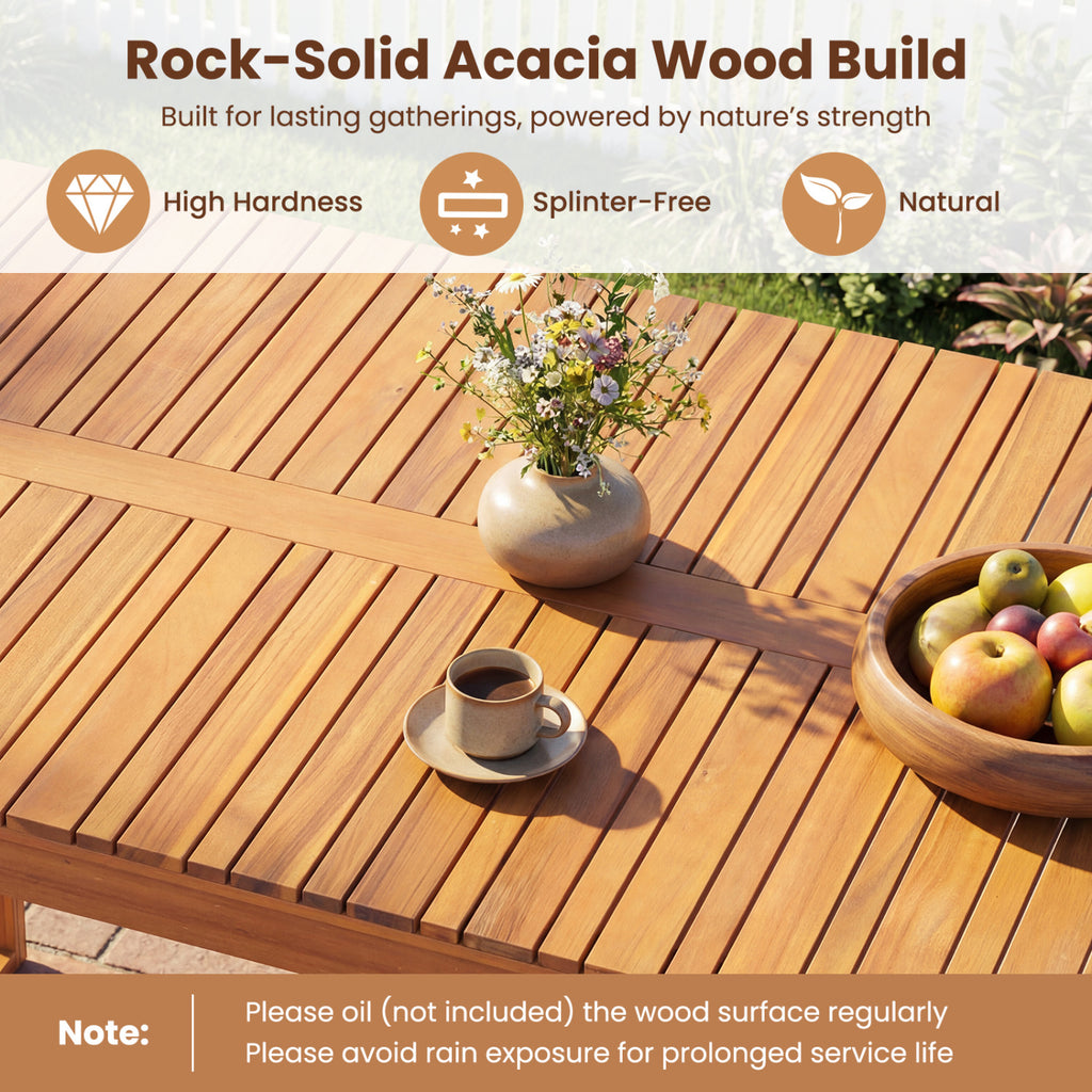 Acacia Wood Outdoor Garden Bench 43.5 Inch, Set of 1
