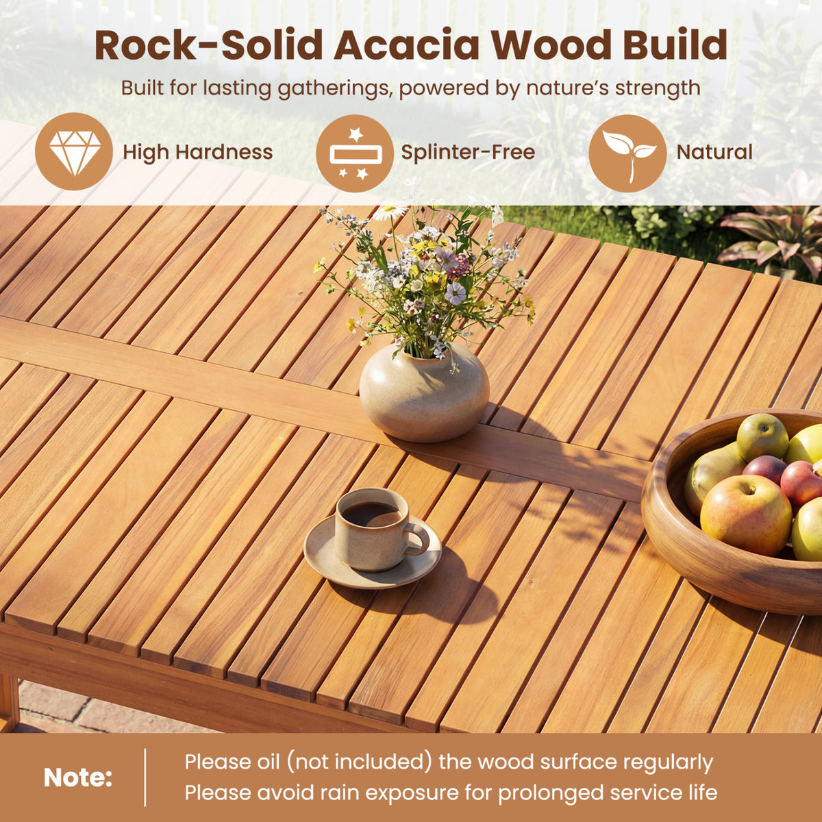 Acacia Wood Outdoor Garden Bench 43.5 Inch, Set of 1