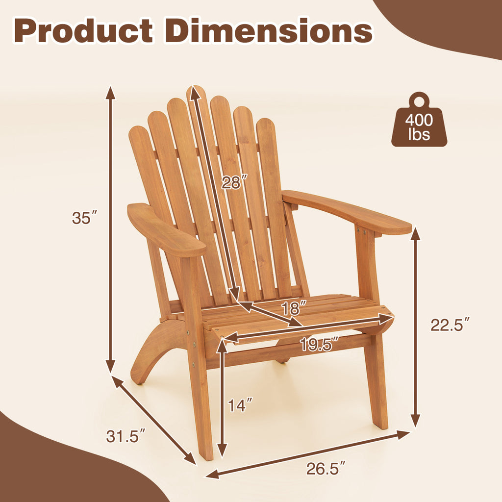 Acacia Wood Outdoor Patio Chair with 400 lbs Weight Capacity