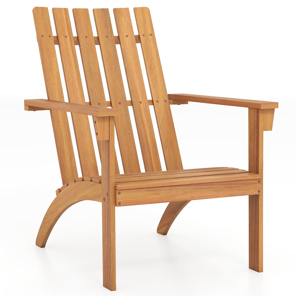 Acacia Wood Adirondack Chair with High Backrest – Natural