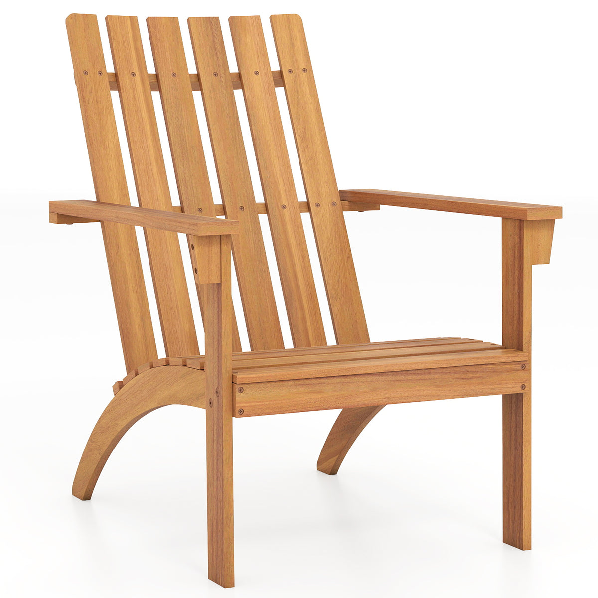 Acacia Wood Adirondack Chair with High Backrest – Natural