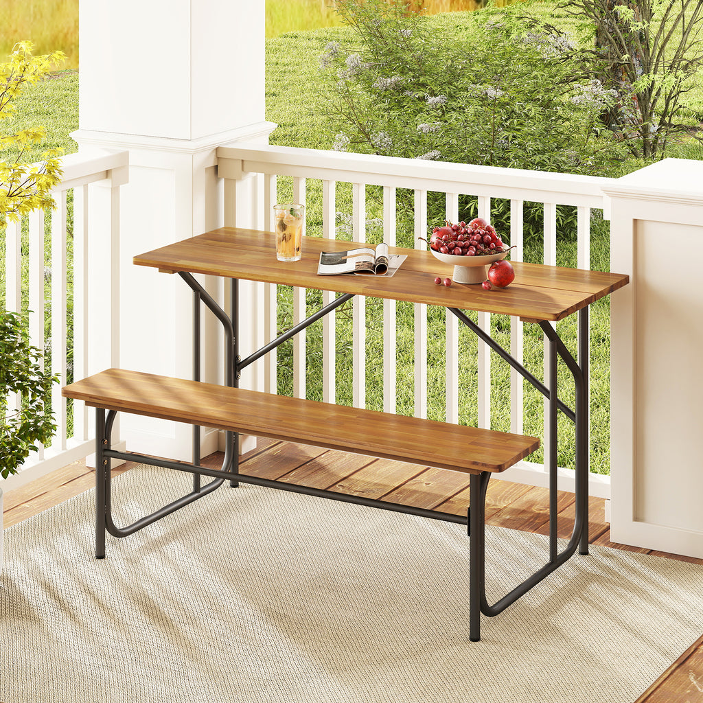Acacia Wood Picnic Table Bench for 2 People