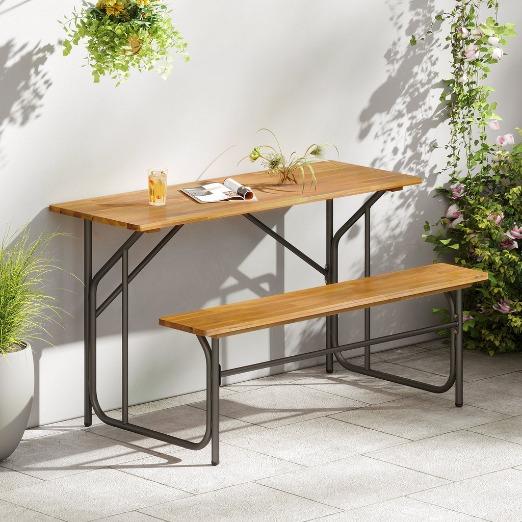 Acacia Wood Picnic Table Bench for 2 People