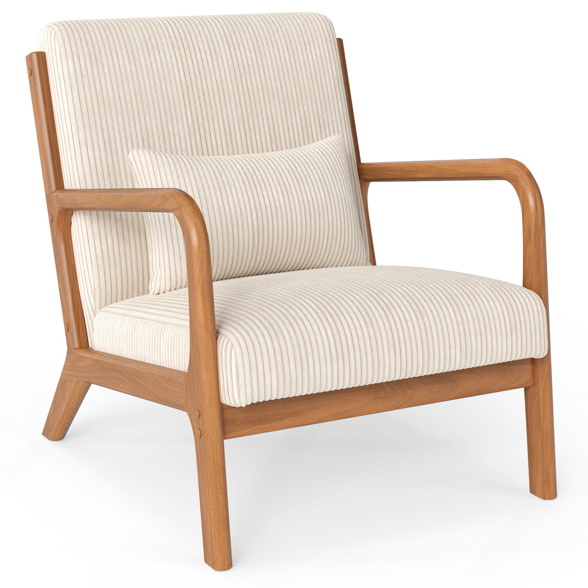 Corduroy Accent Chair with Lumbar Pillow - Gray