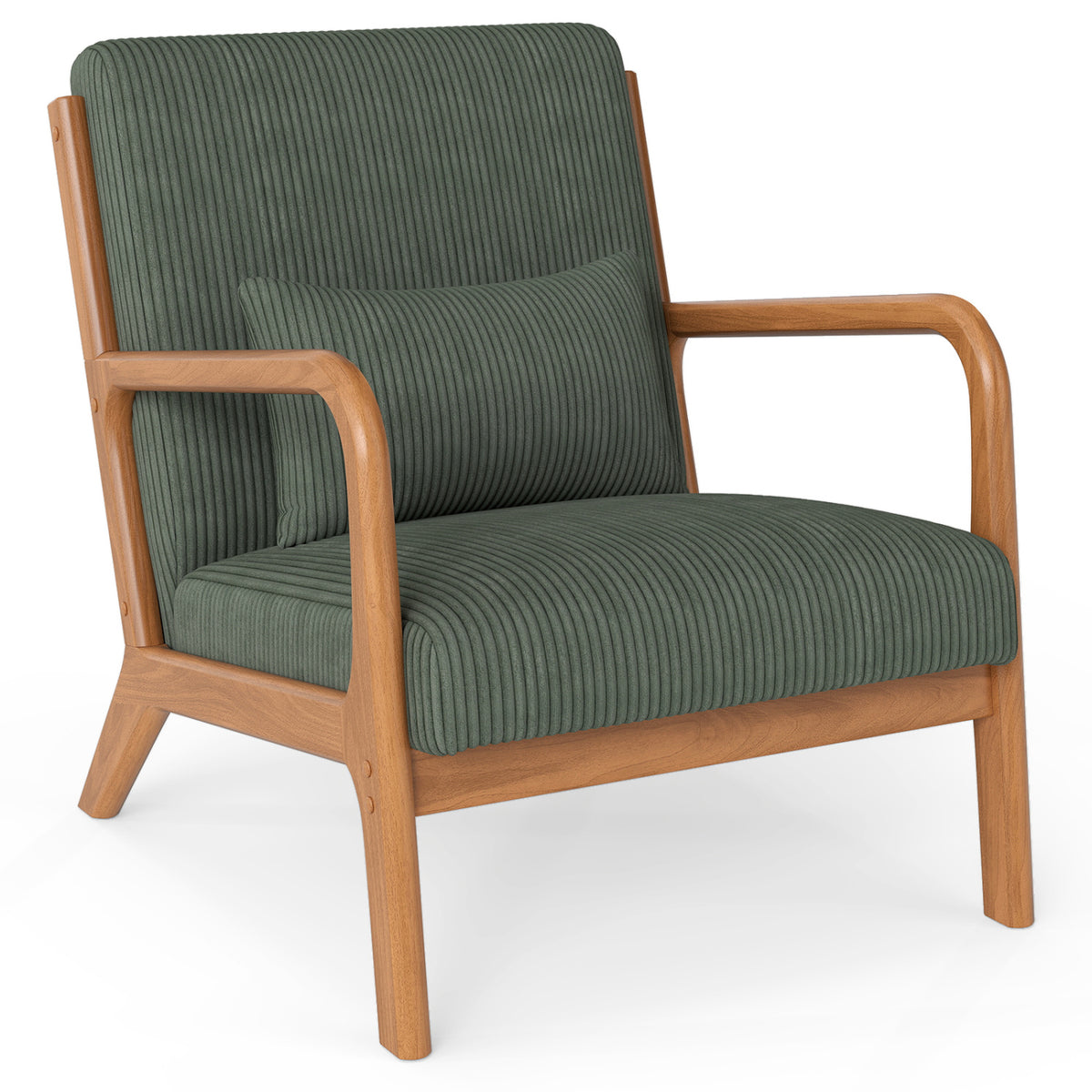 Corduroy Accent Chair with Lumbar Pillow - Gray
