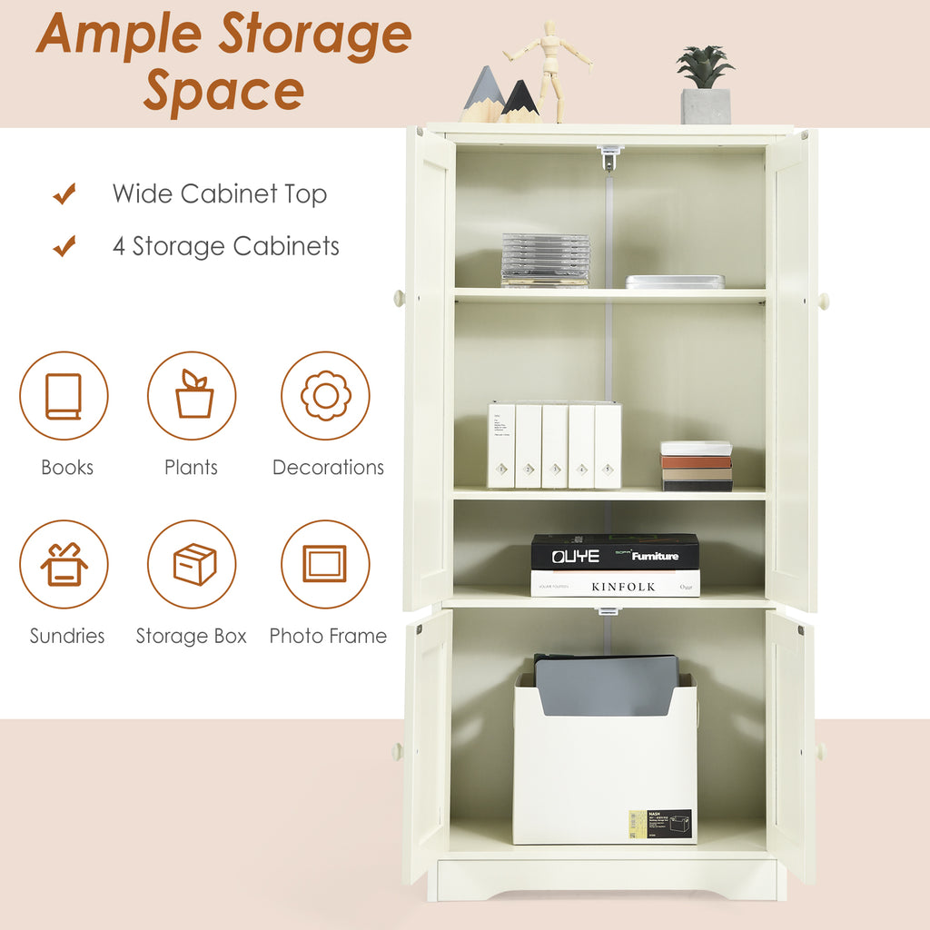 White Accent Storage Cabinet with Adjustable Shelves