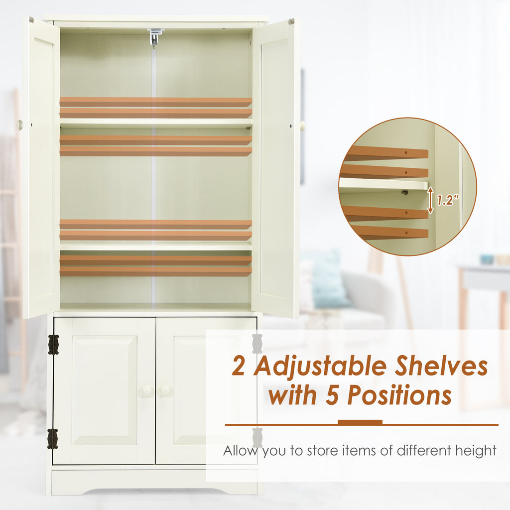 Antique White Accent Storage Cabinet with Adjustable Shelves