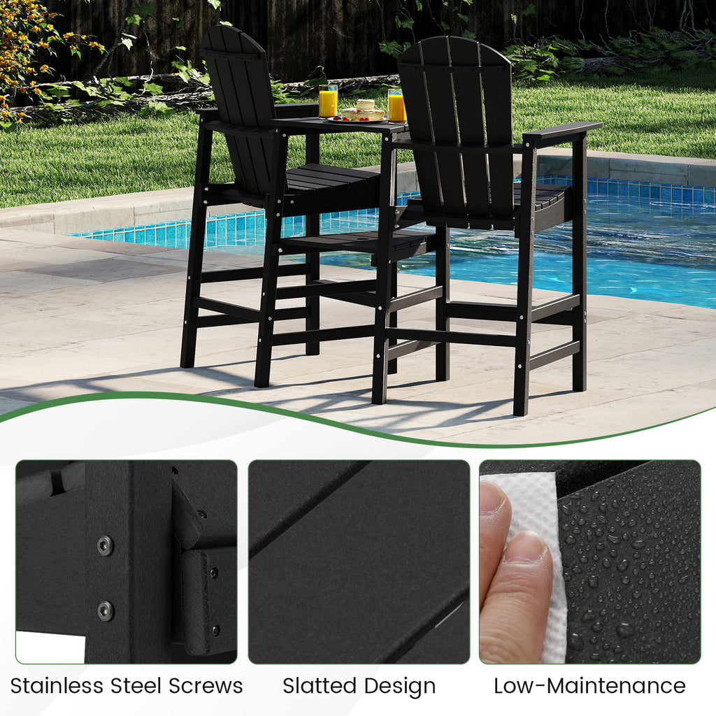 2-Seat Adirondack Chair All-Weather with Double Connecting Tray