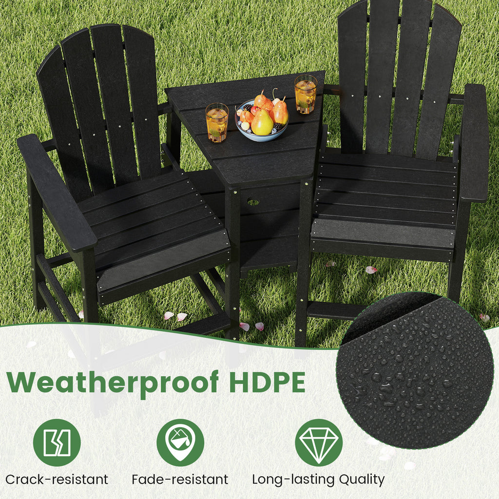 2-Seat Adirondack Chair All-Weather with Double Connecting Tray