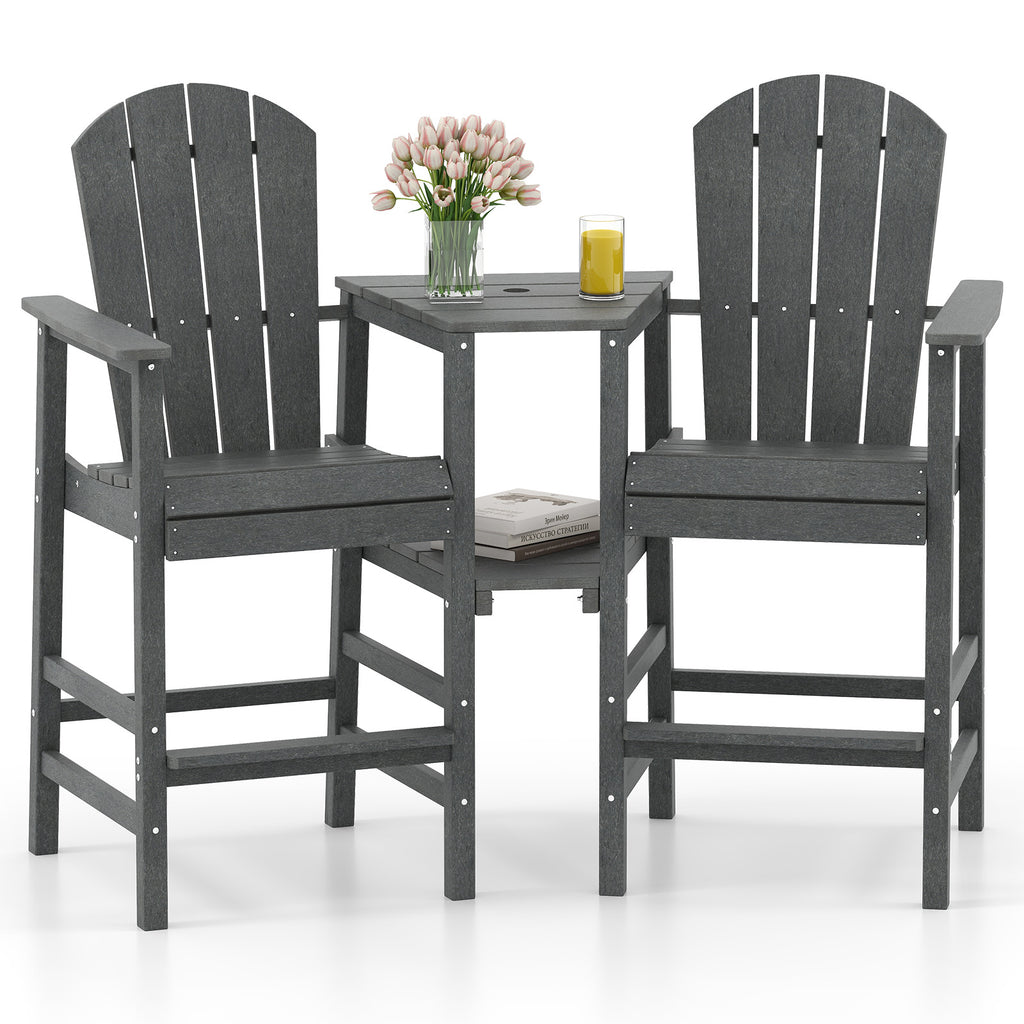 2 Pieces HDPE Tall Adirondack Chair with Middle Connecting Tray