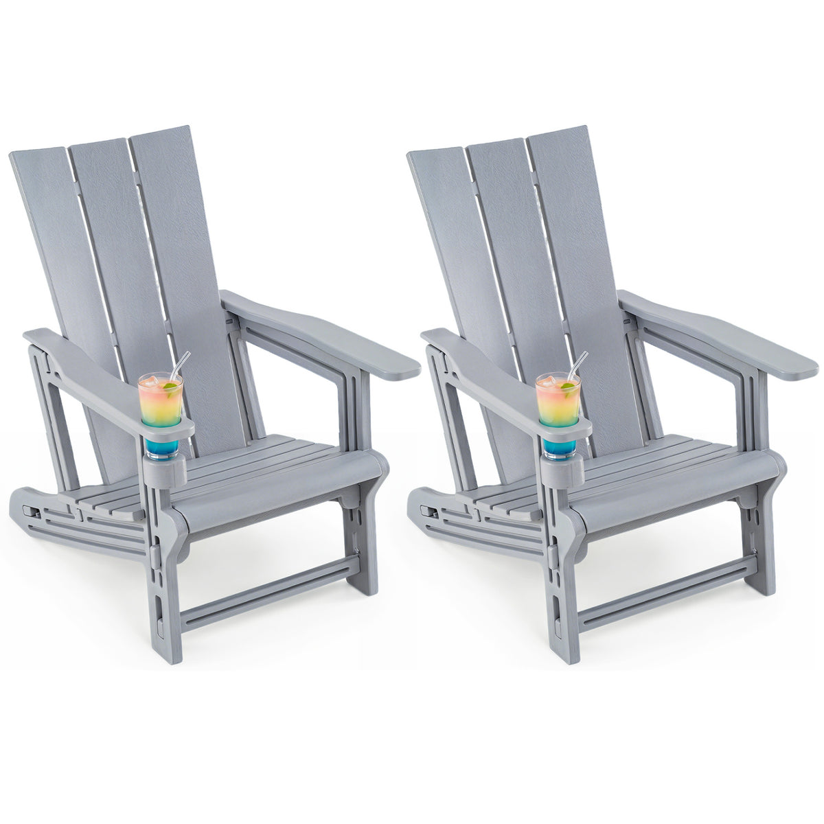 HDPE Adirondack Chairs with Realistic Wood Grain for Backyard Lawn