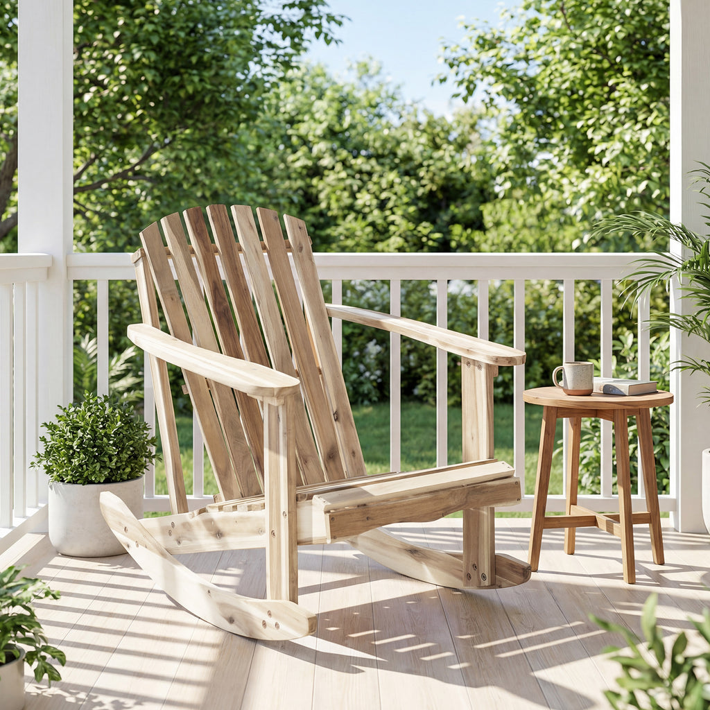 Adirondack Rocking Chair with Fanned Back - Style 3, Natural