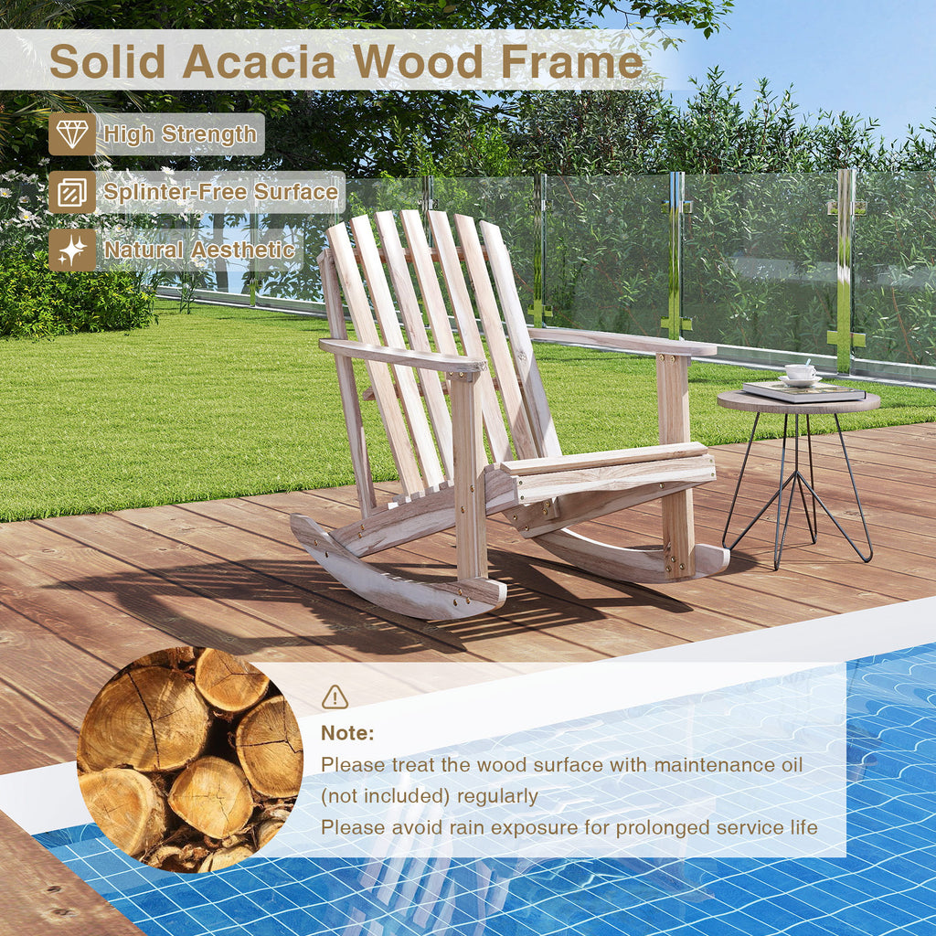 Adirondack Rocking Chair with Fanned Back - Style 3, Natural
