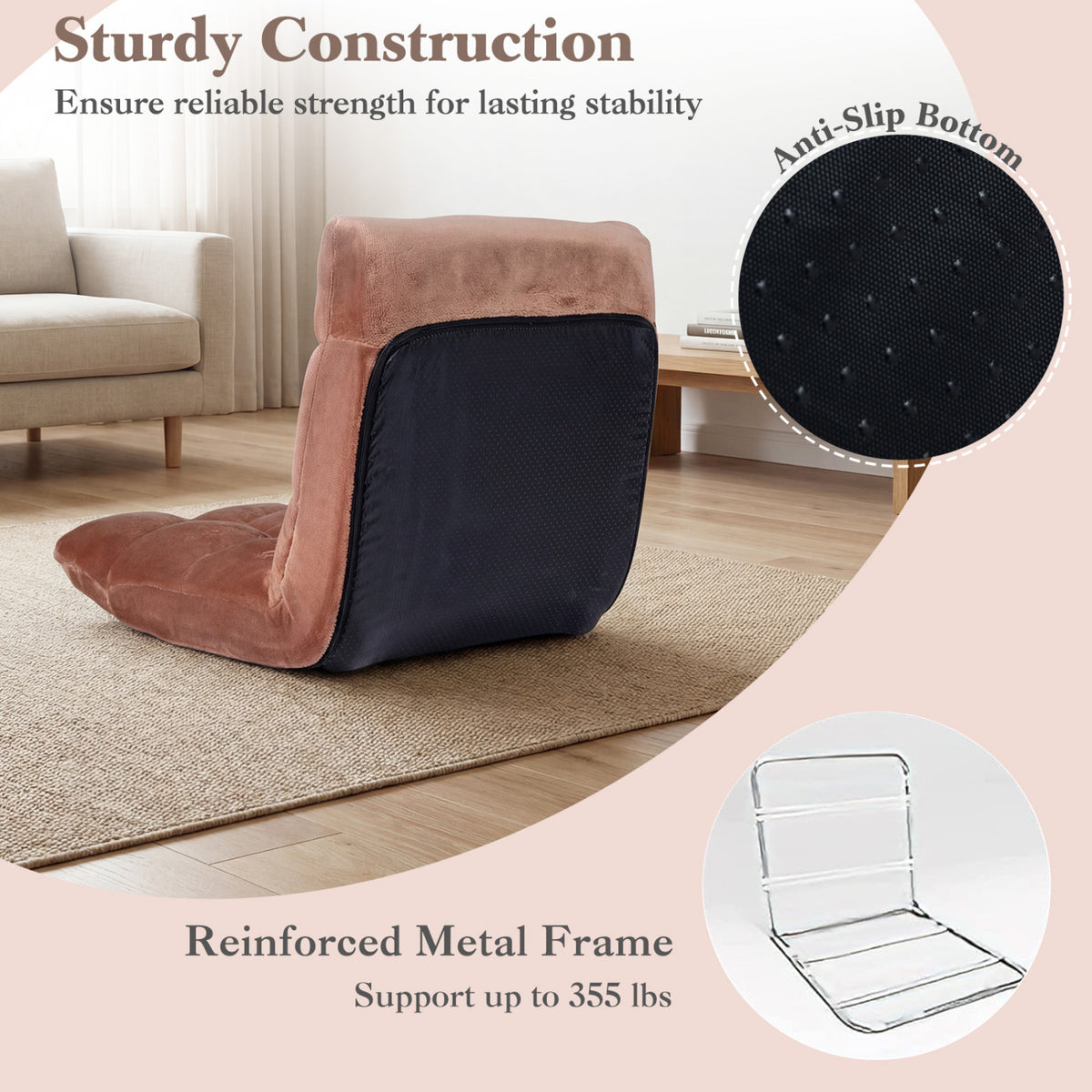 14-Position Adjustable Floor Chair - Beige