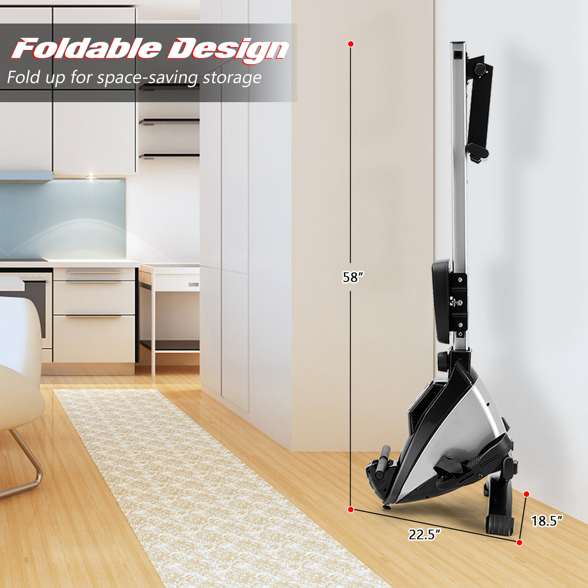 Adjustable Magnetic Resistance Folding Rowing Machine for Home Gym