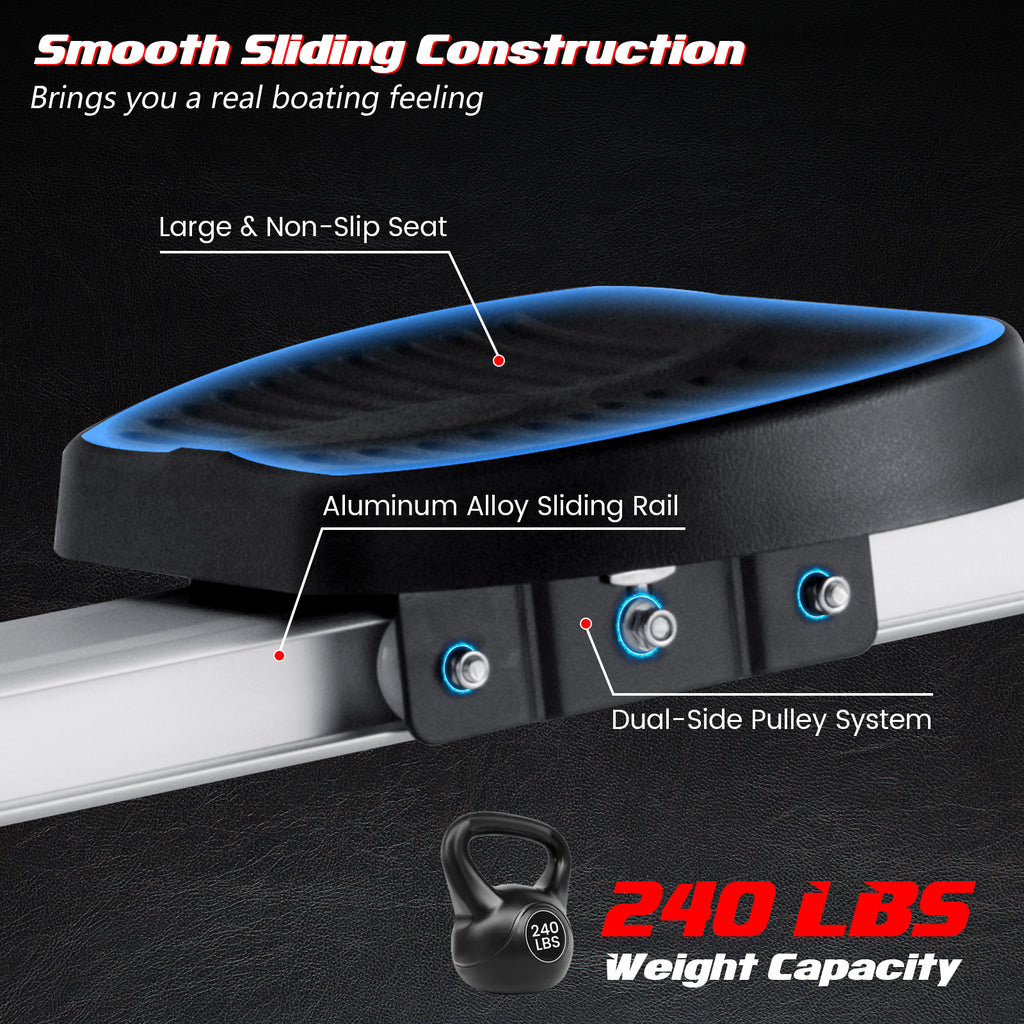 Adjustable Magnetic Resistance Folding Rowing Machine for Home Gym