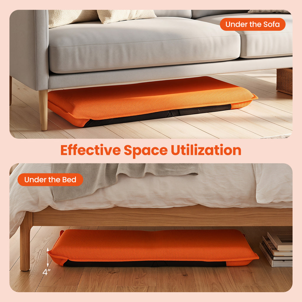 6-Position Folding Floor Chair with Padded Cushion, Orange