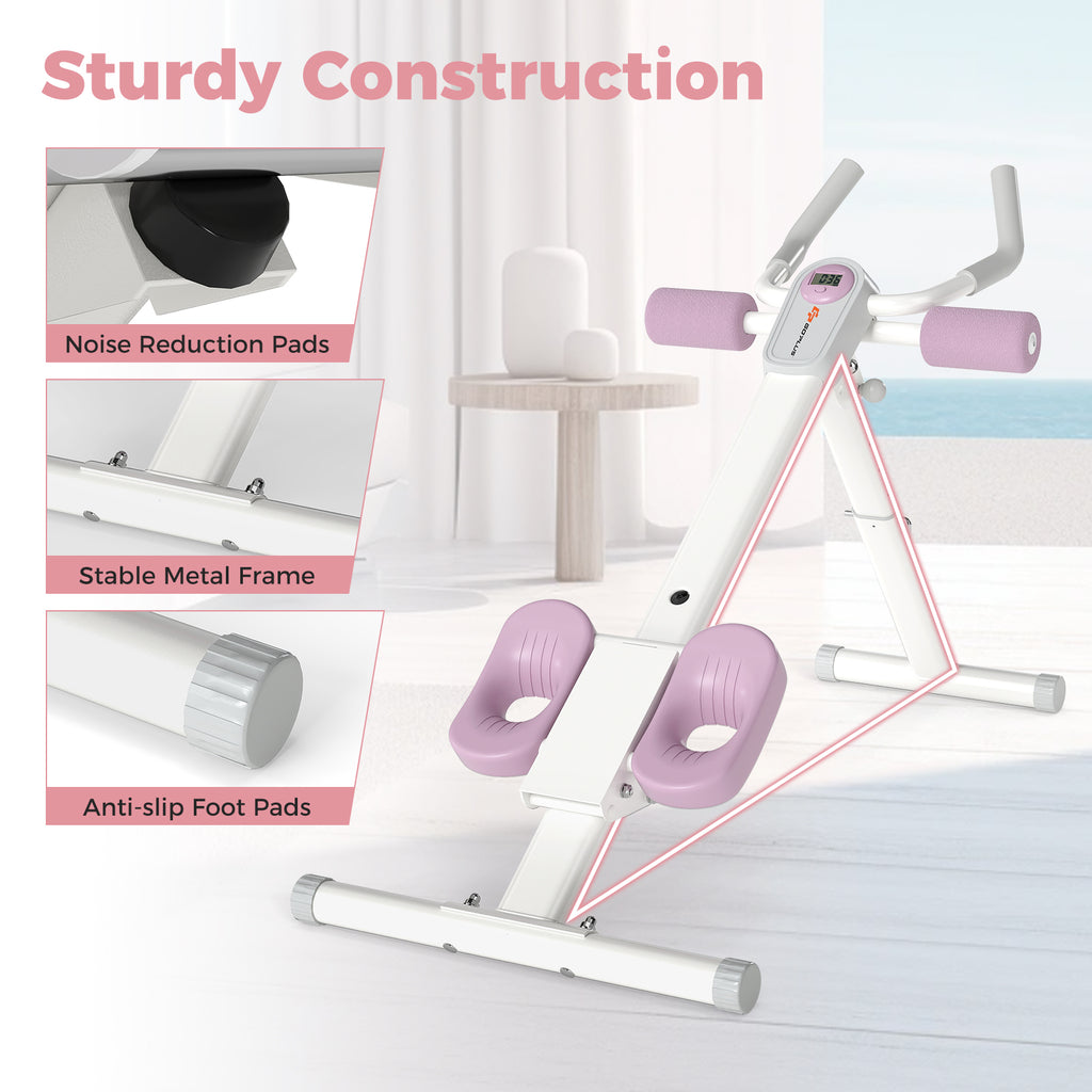 Foldable Ab Cruncher - White Adjustable Abdominal Trainer for Core Workout