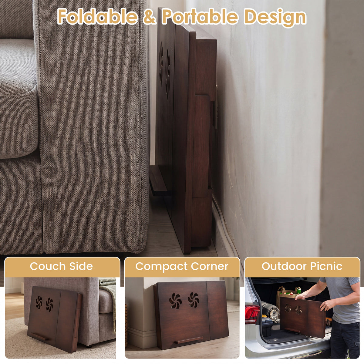 Adjustable Bamboo Laptop Desk with Tilting Top and Legs for Wring