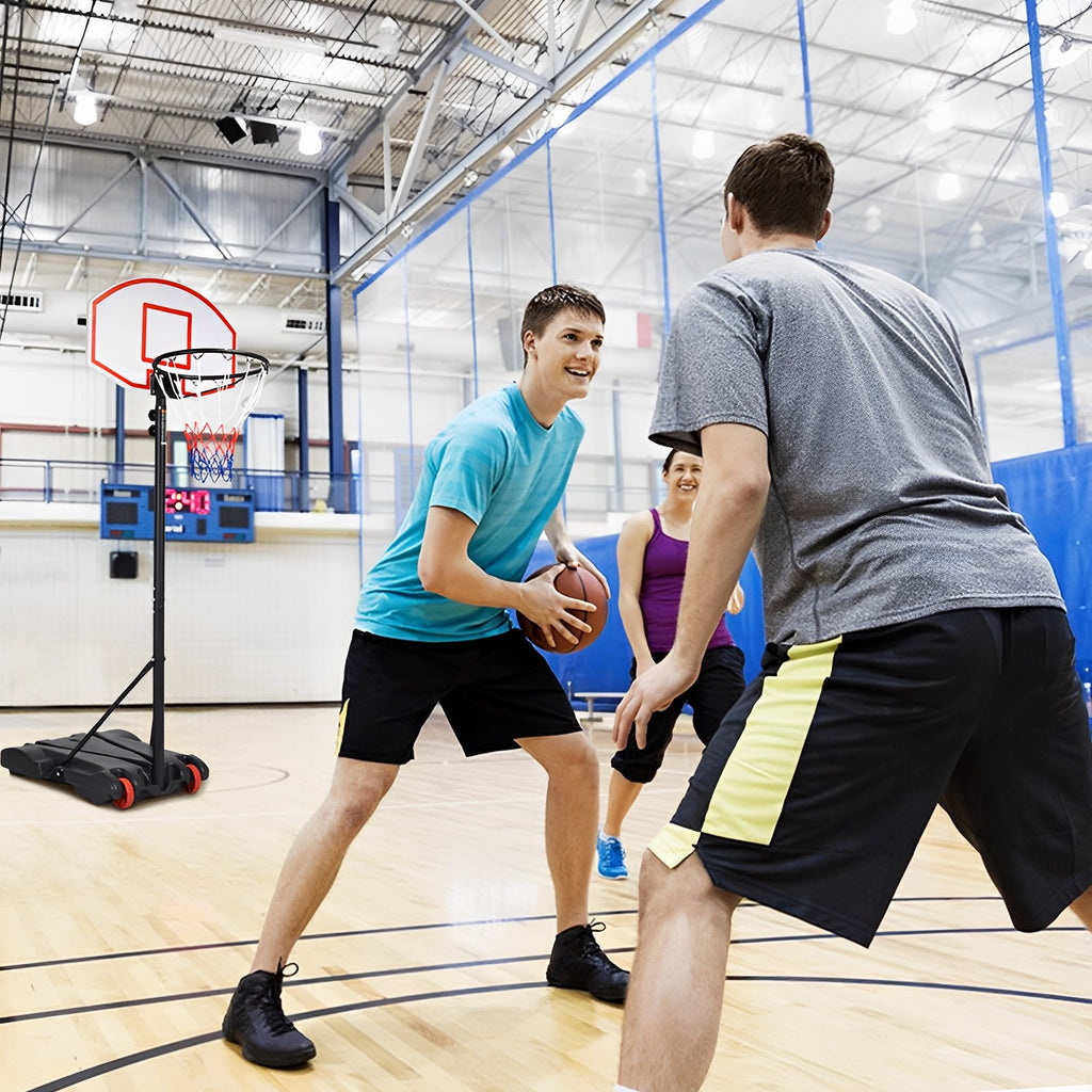Adjustable Indoor/Outdoor Basketball Hoop System with Wheels