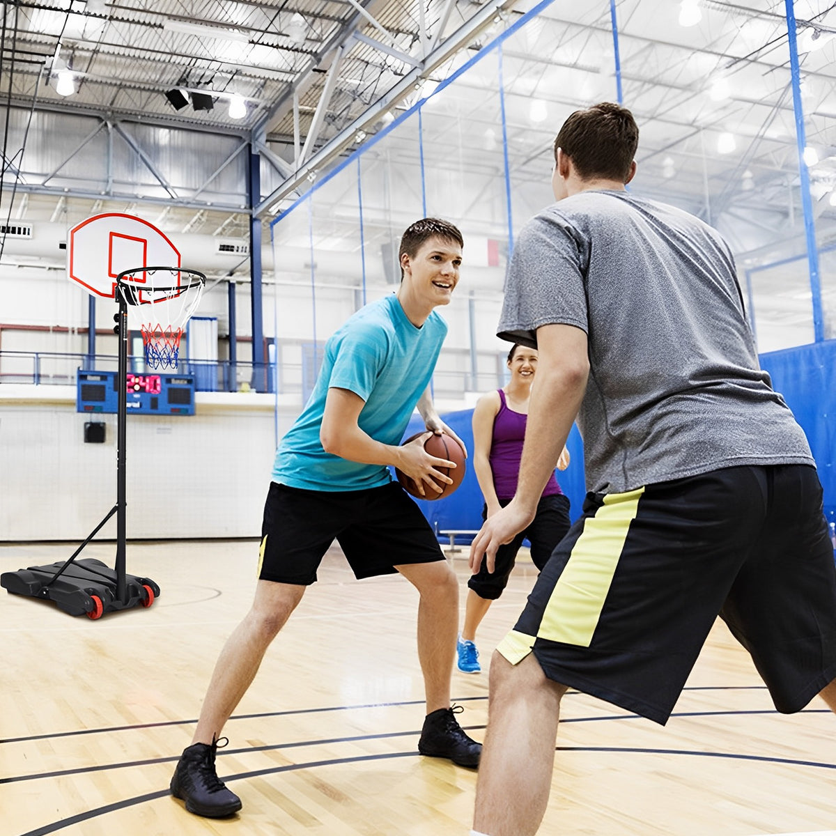 Adjustable Indoor/Outdoor Basketball Hoop System with Wheels