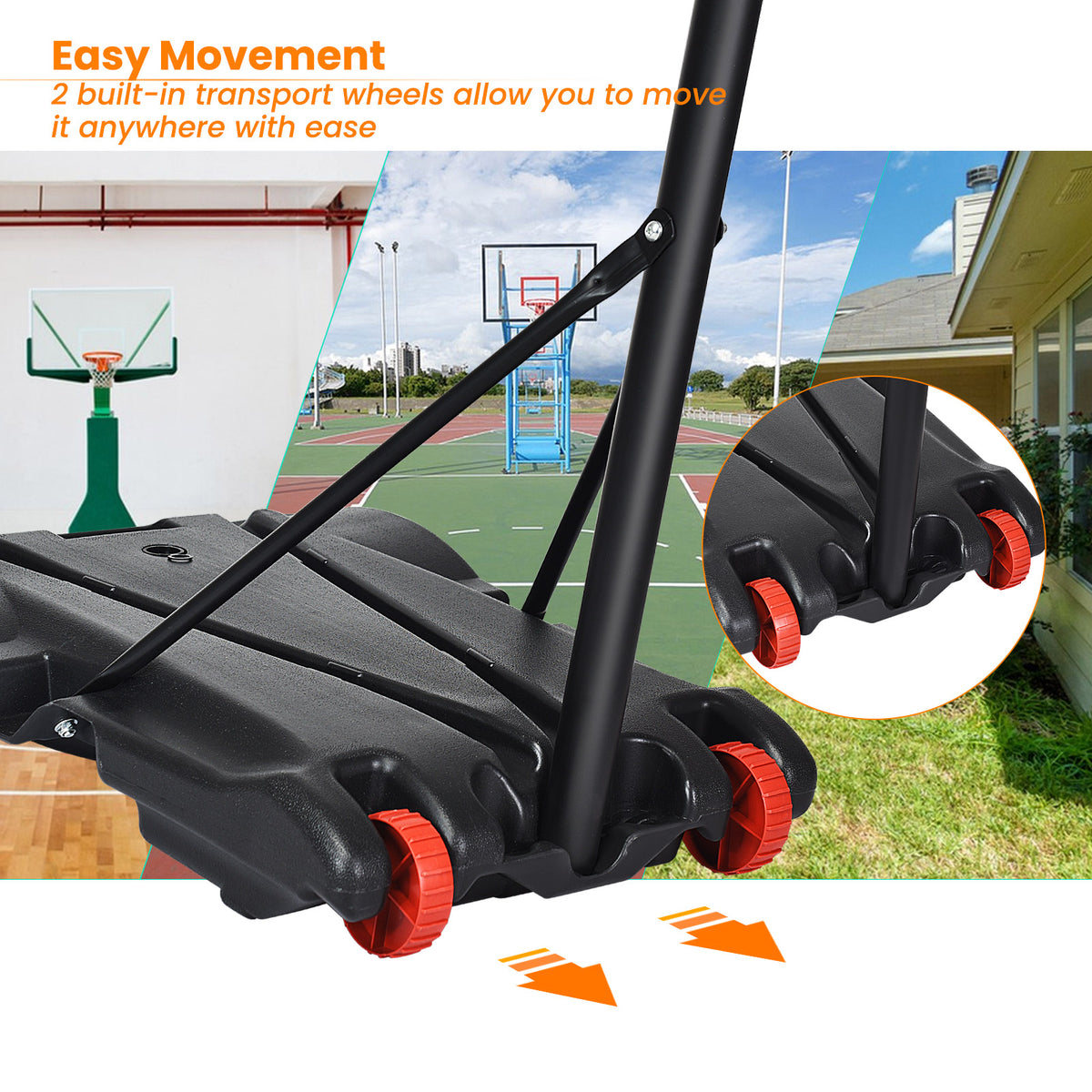 Adjustable Indoor/Outdoor Basketball Hoop System with Wheels