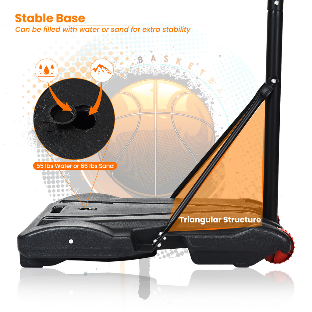 Adjustable Indoor/Outdoor Basketball Hoop System with Wheels