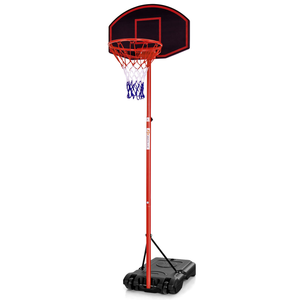 Teenager Height Adjustable Portable Basketball Hoop with Fillable Base - Red