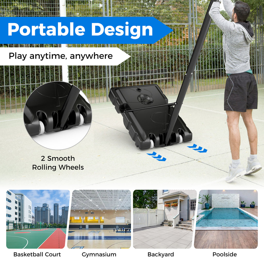 Adjustable Portable Basketball Hoop with Shatterproof Backboard - 10 Feet