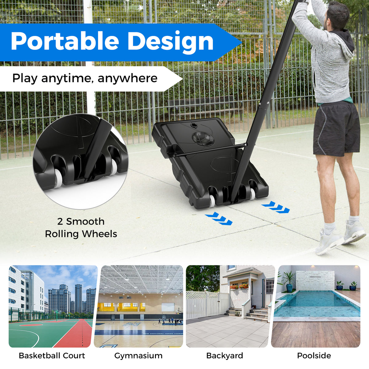 Adjustable Portable Basketball Hoop with Shatterproof Backboard - 10 Feet