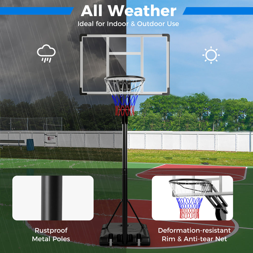 Adjustable Portable Basketball Hoop with Shatterproof Backboard - 10 Feet