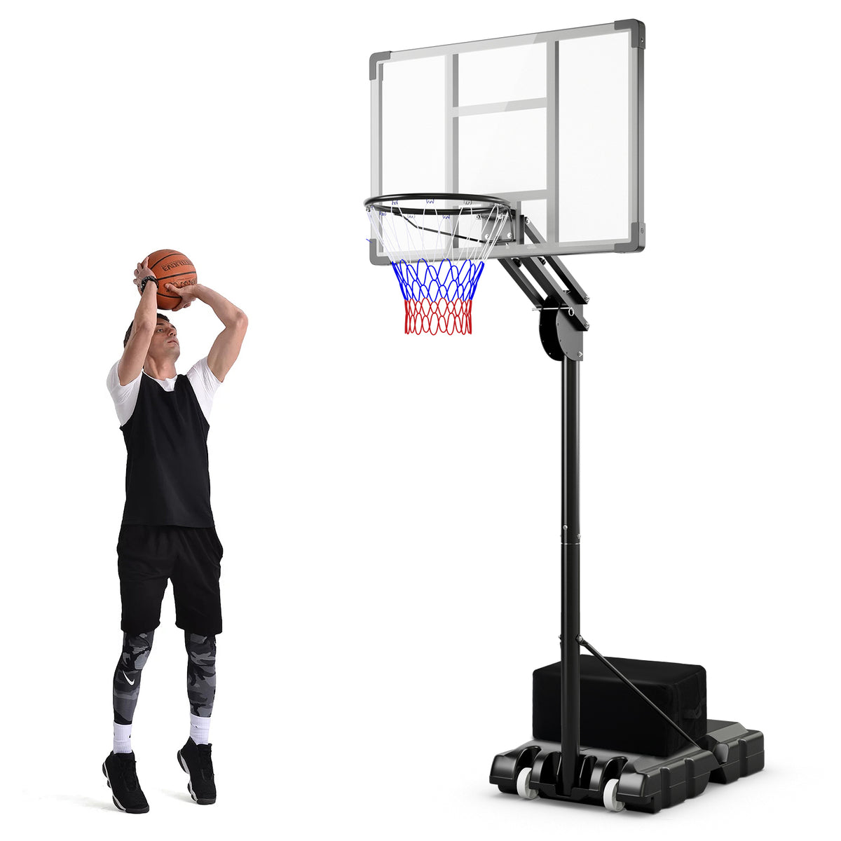 Adjustable Portable Basketball Hoop with Shatterproof Backboard - 10 Feet