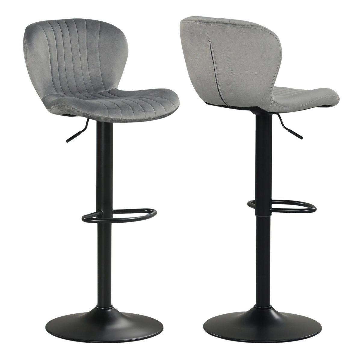 Adjustable Counter Height Chairs Set of 2, Gray - Velvet