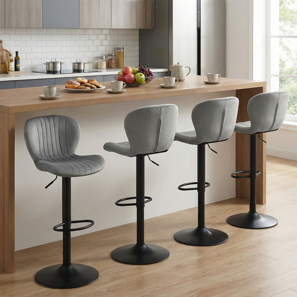 Adjustable Counter Height Chairs Set of 2, Gray - Velvet