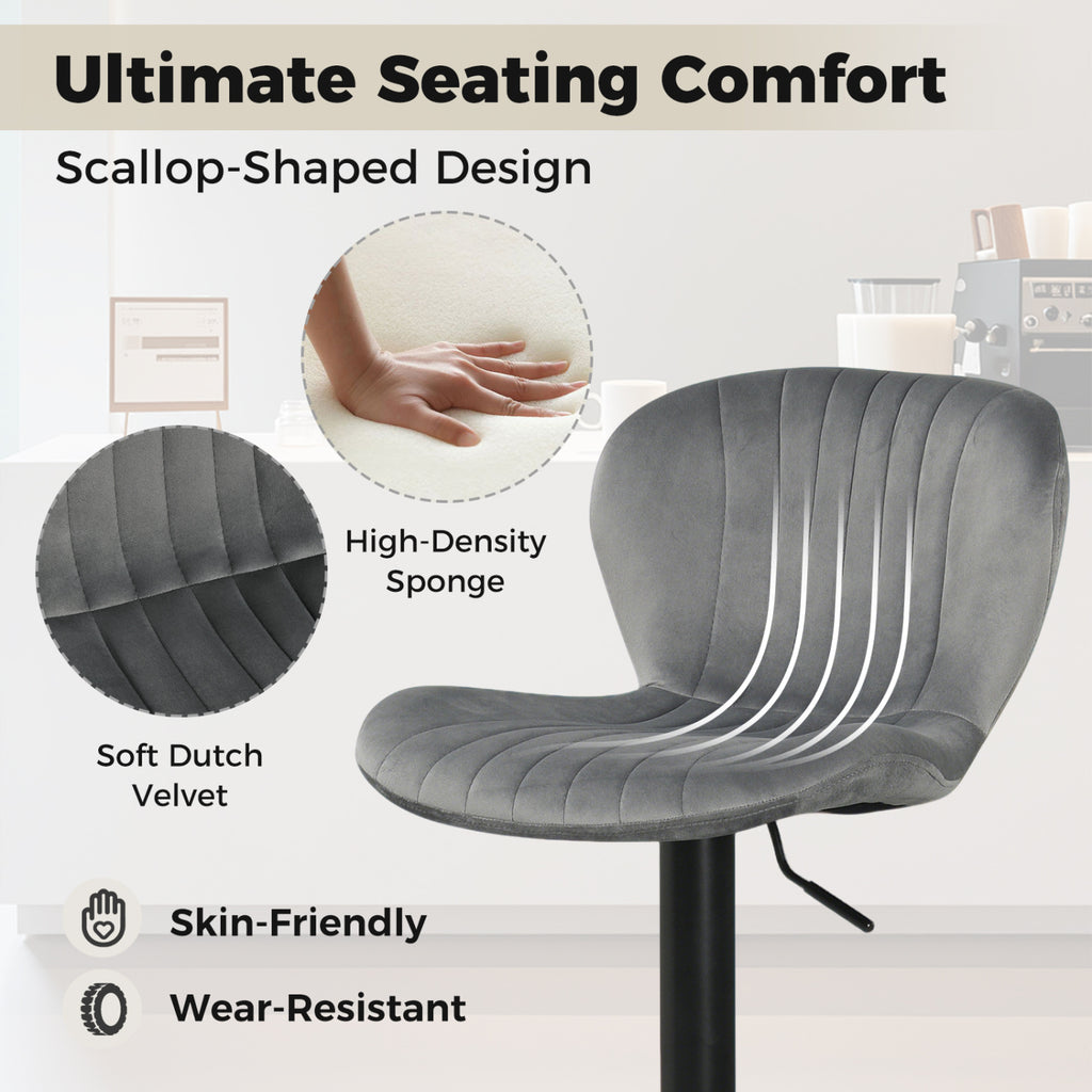 Adjustable Counter Height Chairs Set of 2, Gray - Velvet