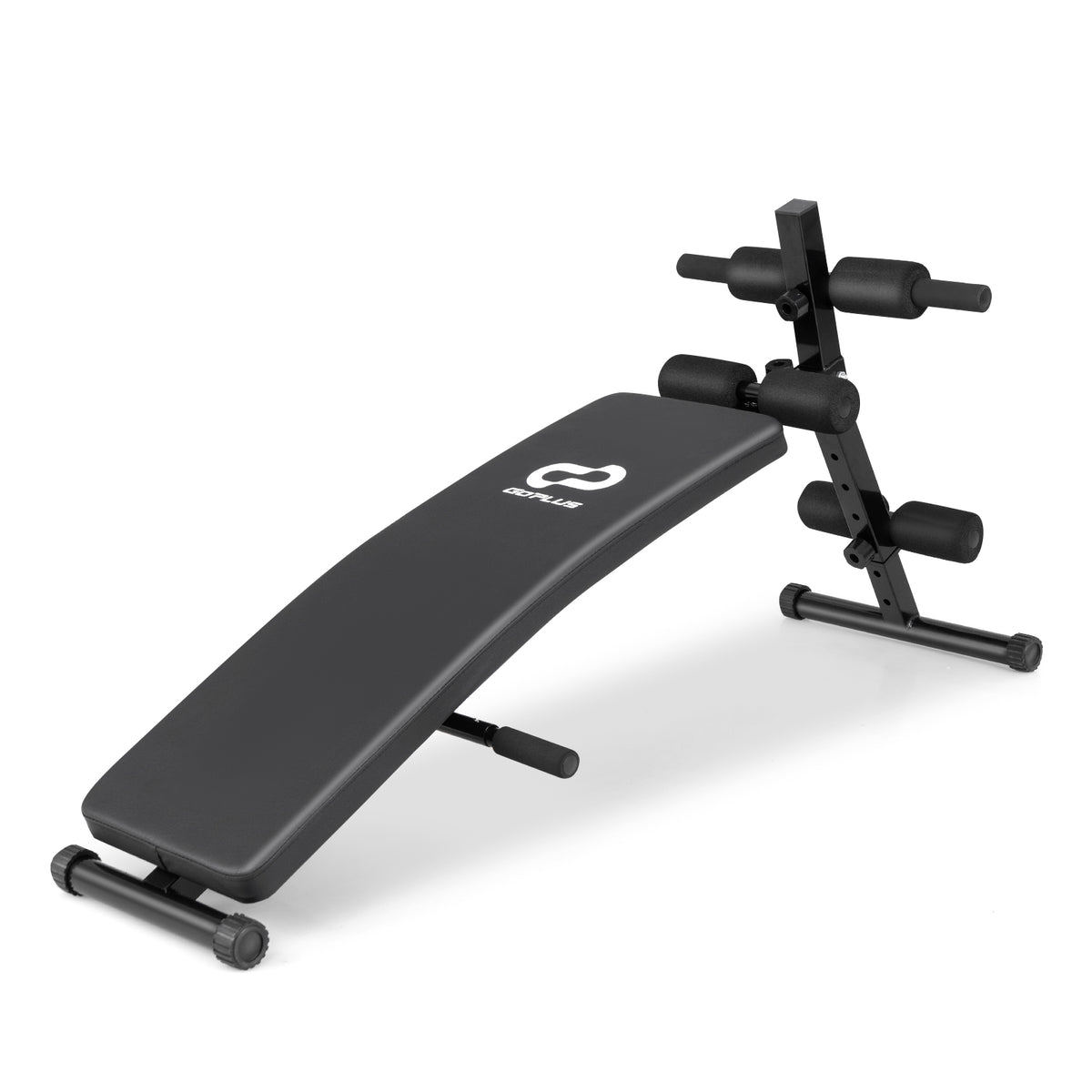 Foldable 50 Inch Adjustable Decline Sit Up Bench for Exercise - Black