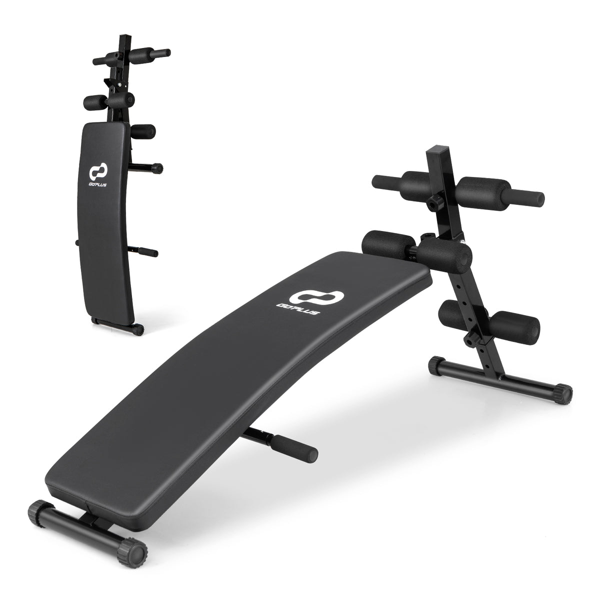 Foldable 50 Inch Adjustable Decline Sit Up Bench for Exercise - Black