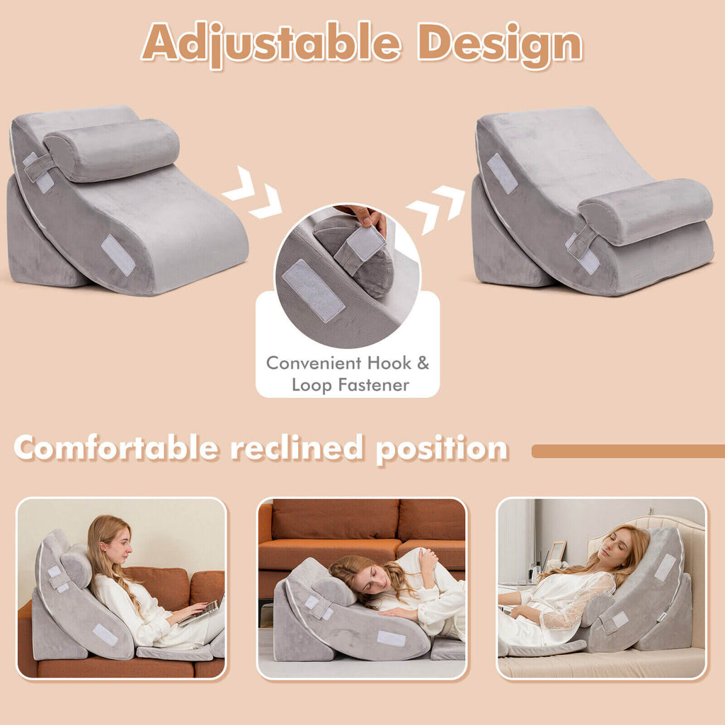 6-Piece Orthopedic Bed Wedge Pillow Set, Gray