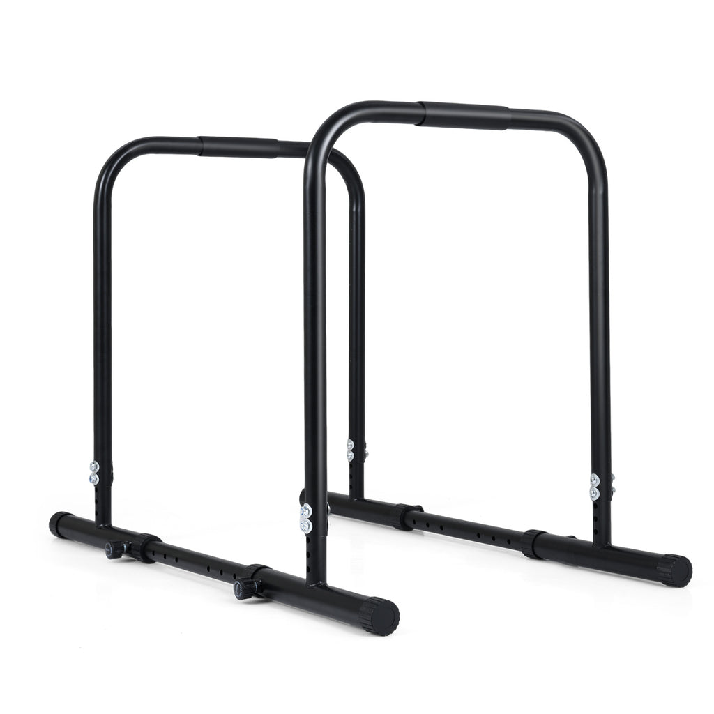 Adjustable Dip Bar Station with 660LBS Capacity for Strength Training - Unilateral Locking, Black