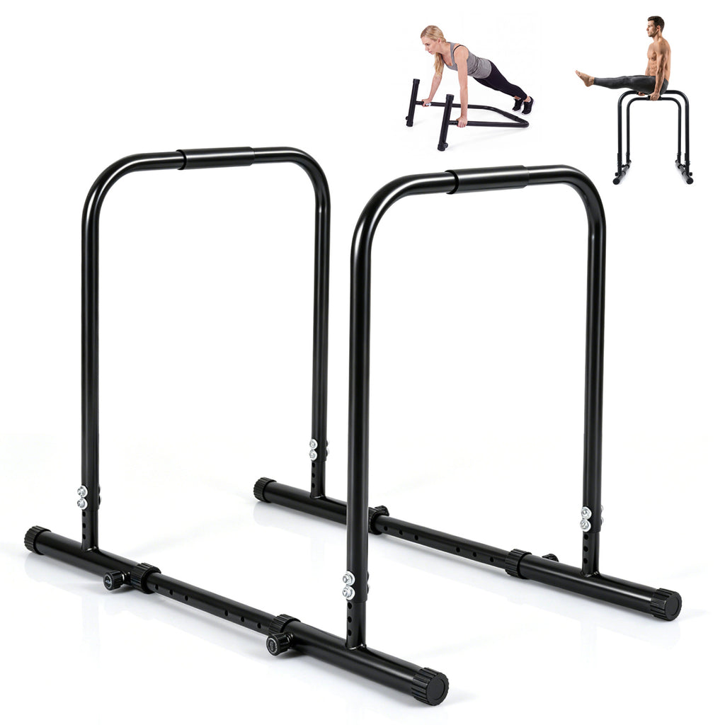 Adjustable Dip Bar Station with 660 LBS Capacity - Bilateral Locking, Black for Home Gym