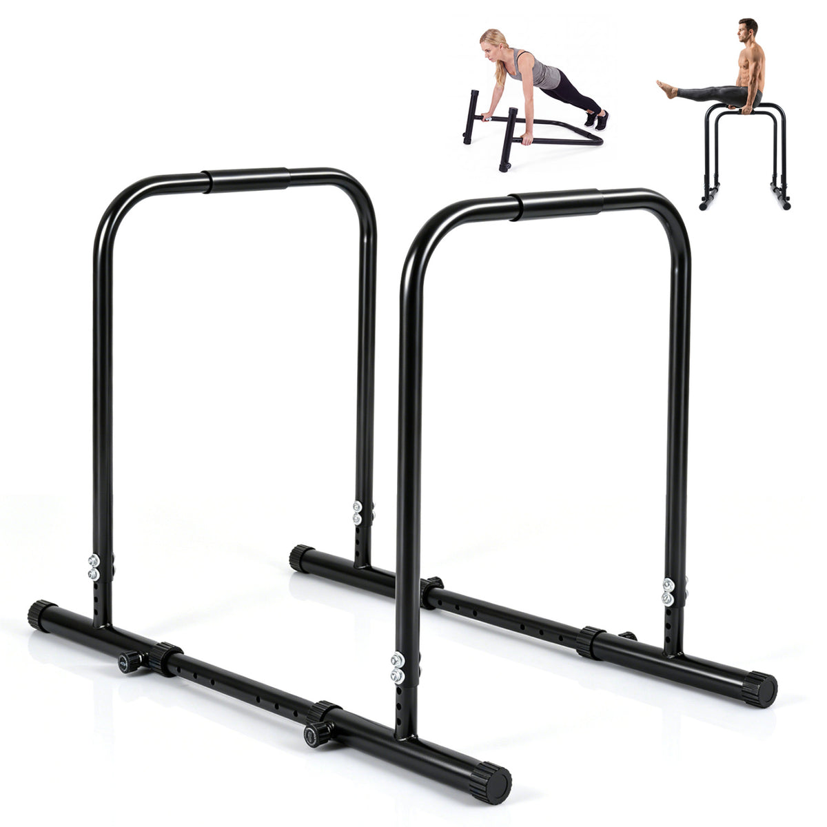 Adjustable Dip Bar Station with 660 LBS Capacity - Bilateral Locking, Black for Home Gym