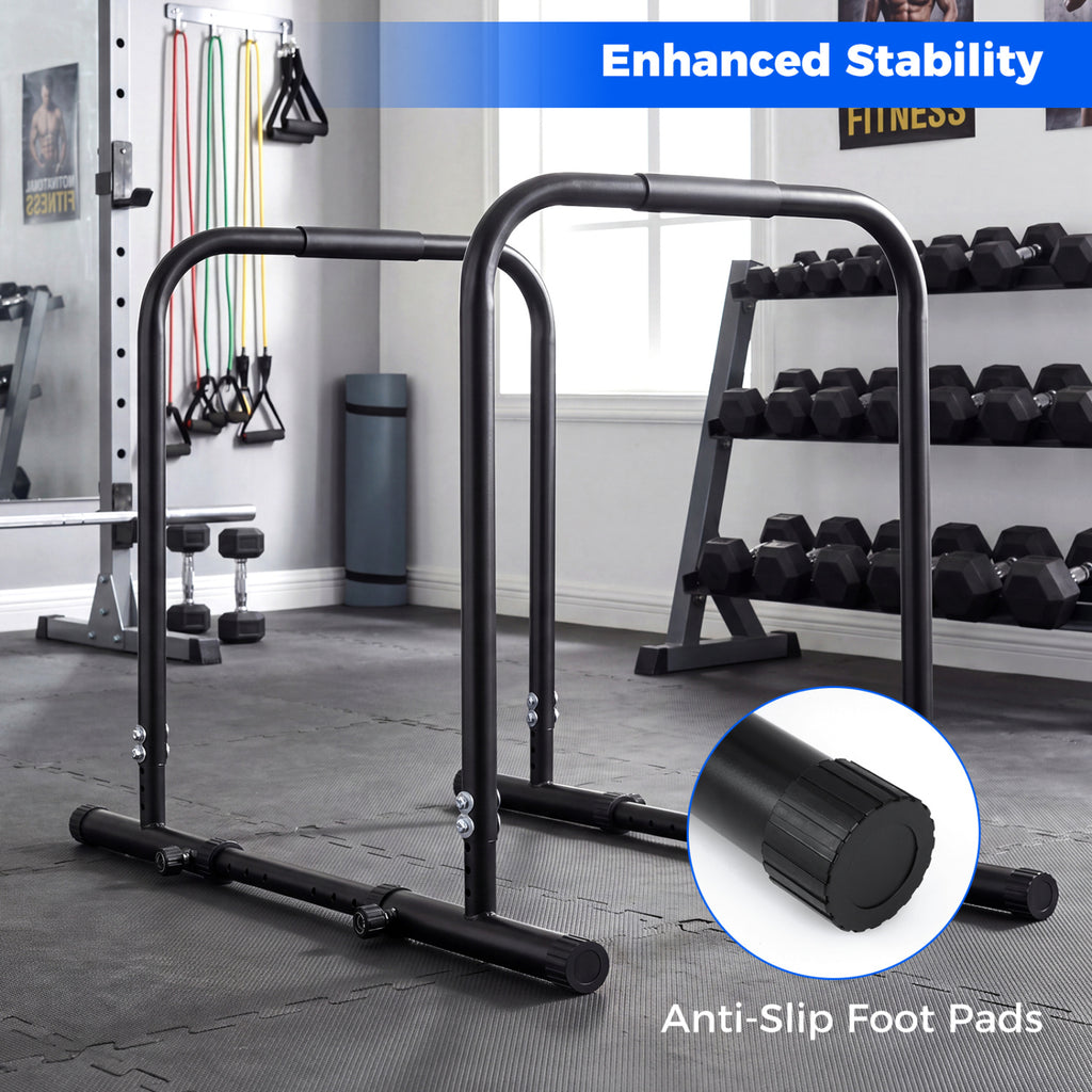 Adjustable Dip Bar Station with 660 LBS Capacity - Bilateral Locking, Black for Home Gym