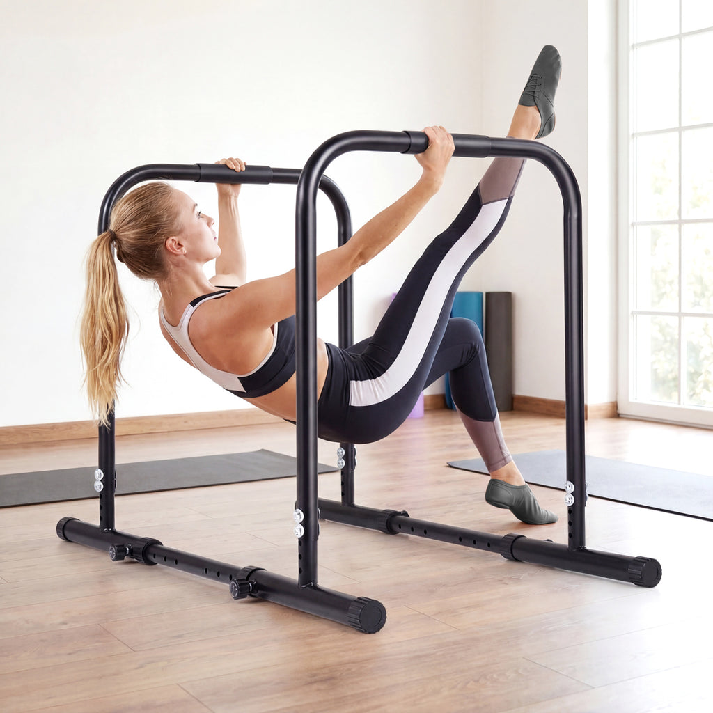 Adjustable Dip Bar Station with 660 LBS Capacity - Bilateral Locking, Black for Home Gym