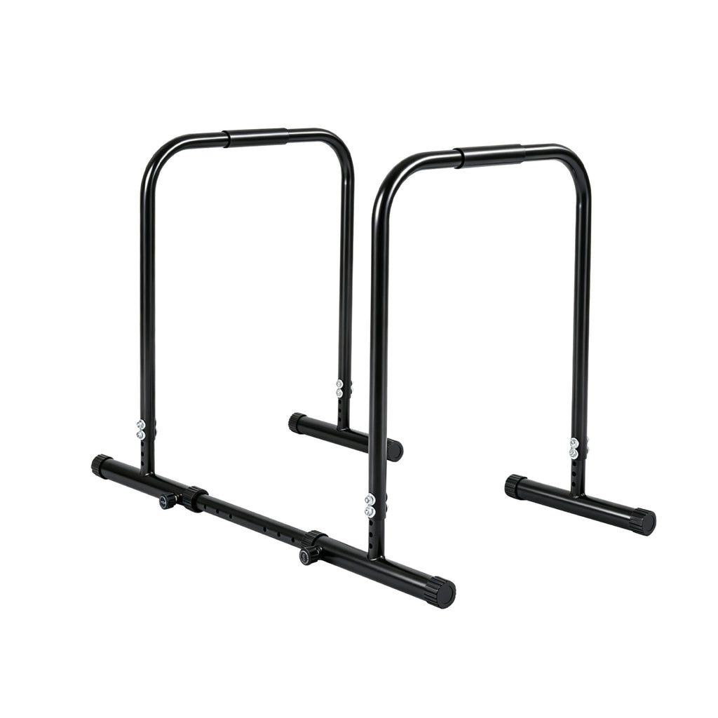 Adjustable Dip Bar Station with 660LBS Capacity for Strength Training - Unilateral Locking, Black